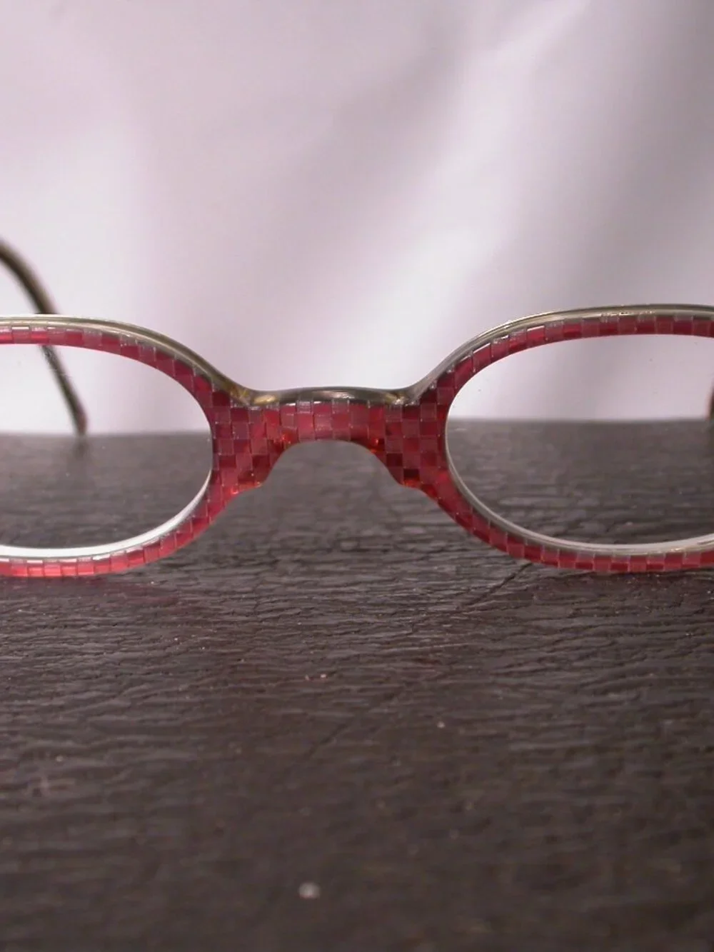 Authentic Anne et Valentin Lunettes Red Checker Eyeglasses Made in France